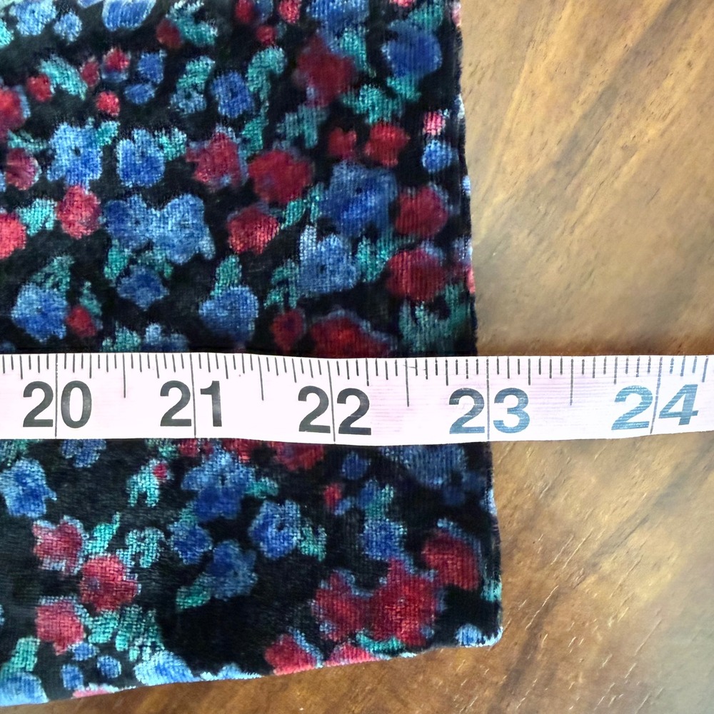 Gap Womens Floral‎ Velvet Puff Sleeve Mock Neck Ruffle Blouse Blue Red Black M - Picture 13 of 13